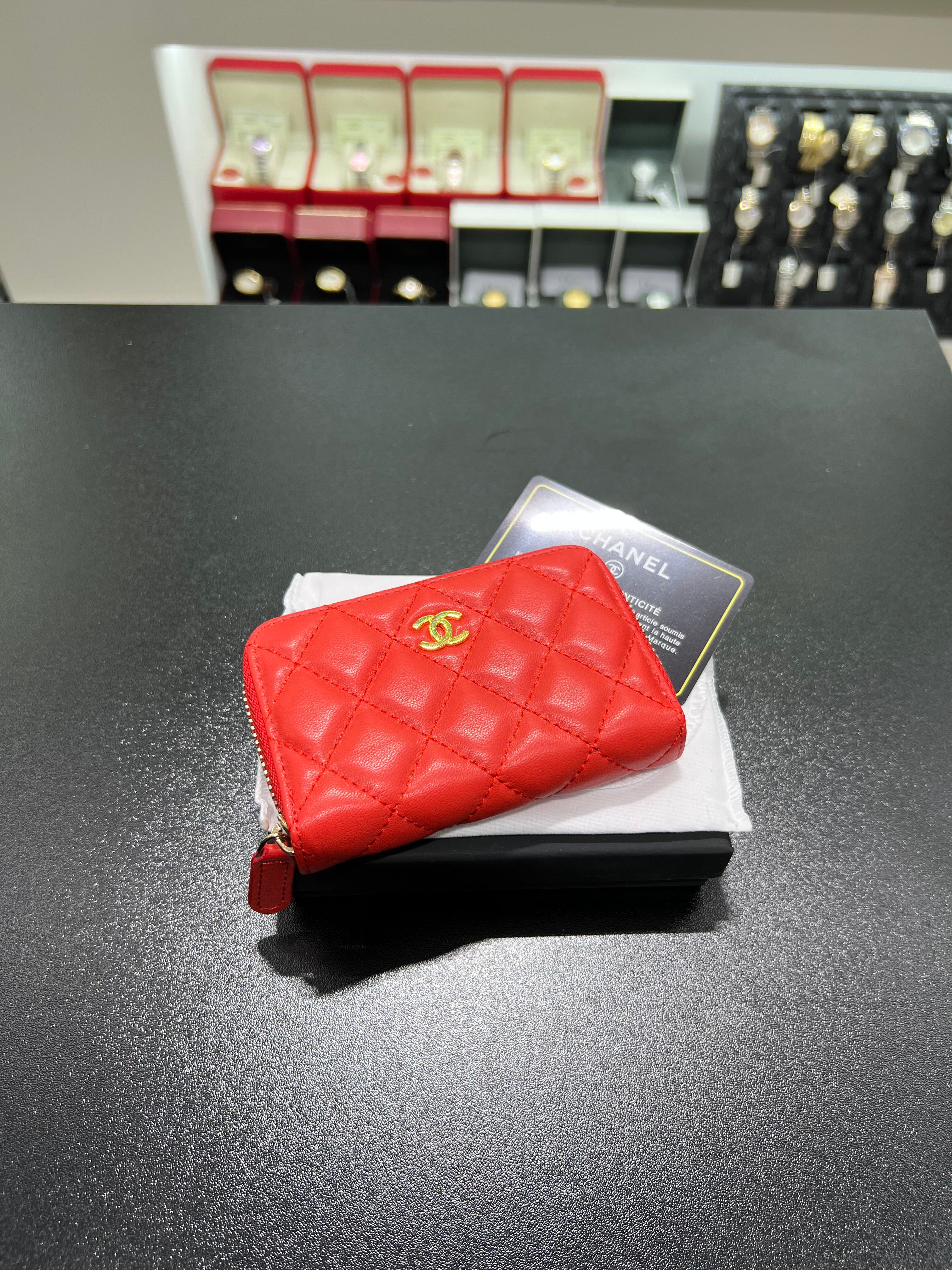 Chanel red leather wallet