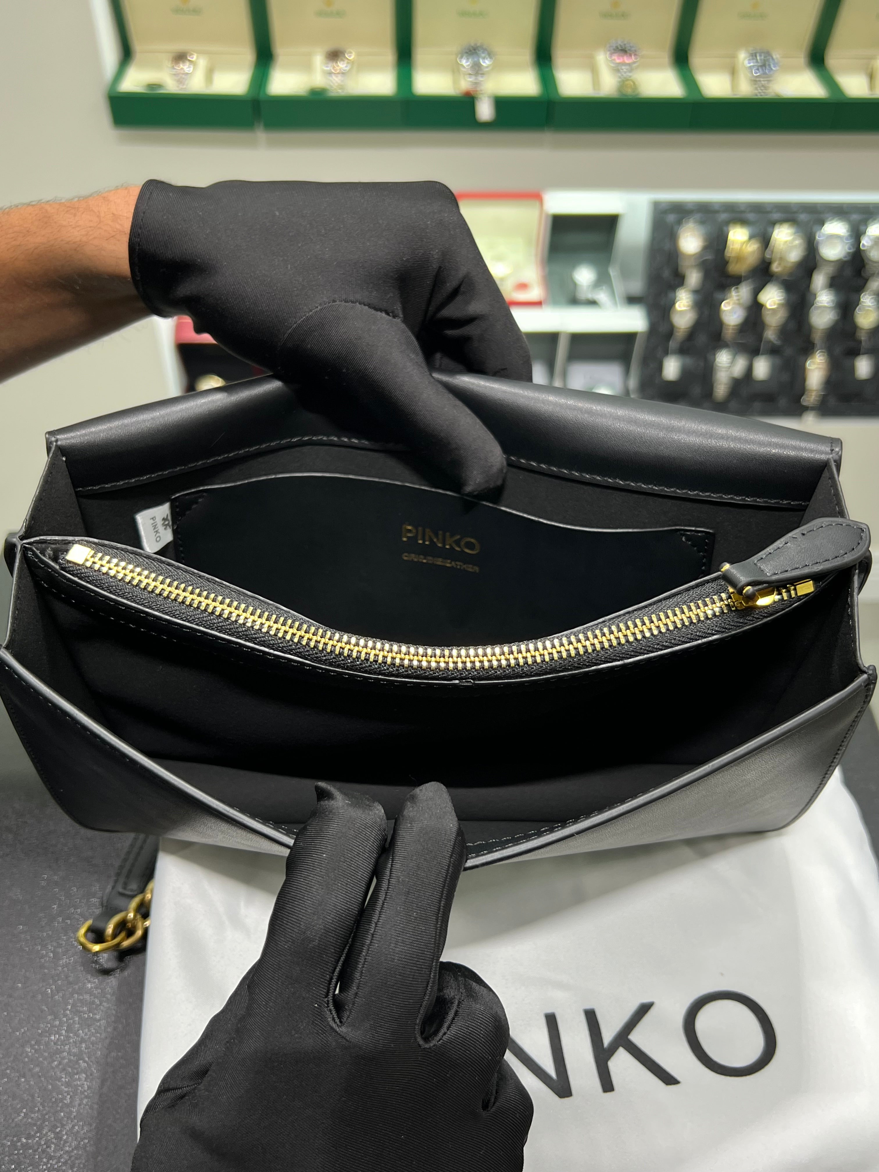 PINKŌ CLASSIC CALFSKIN SHOULDER STRAP