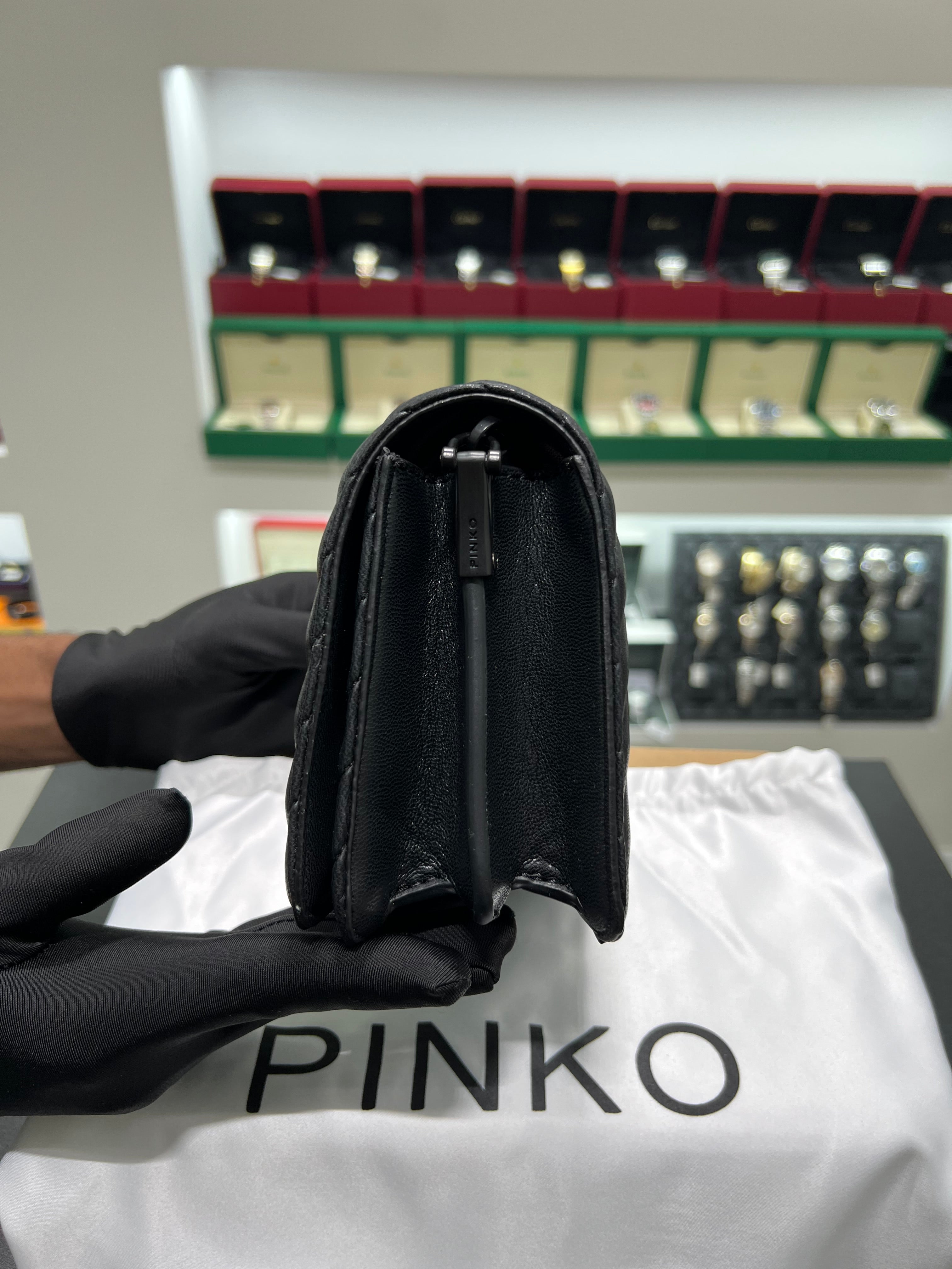 PINKŌ MINI LOVE BAG CLICK CHEVRON COLOUR BLOCK