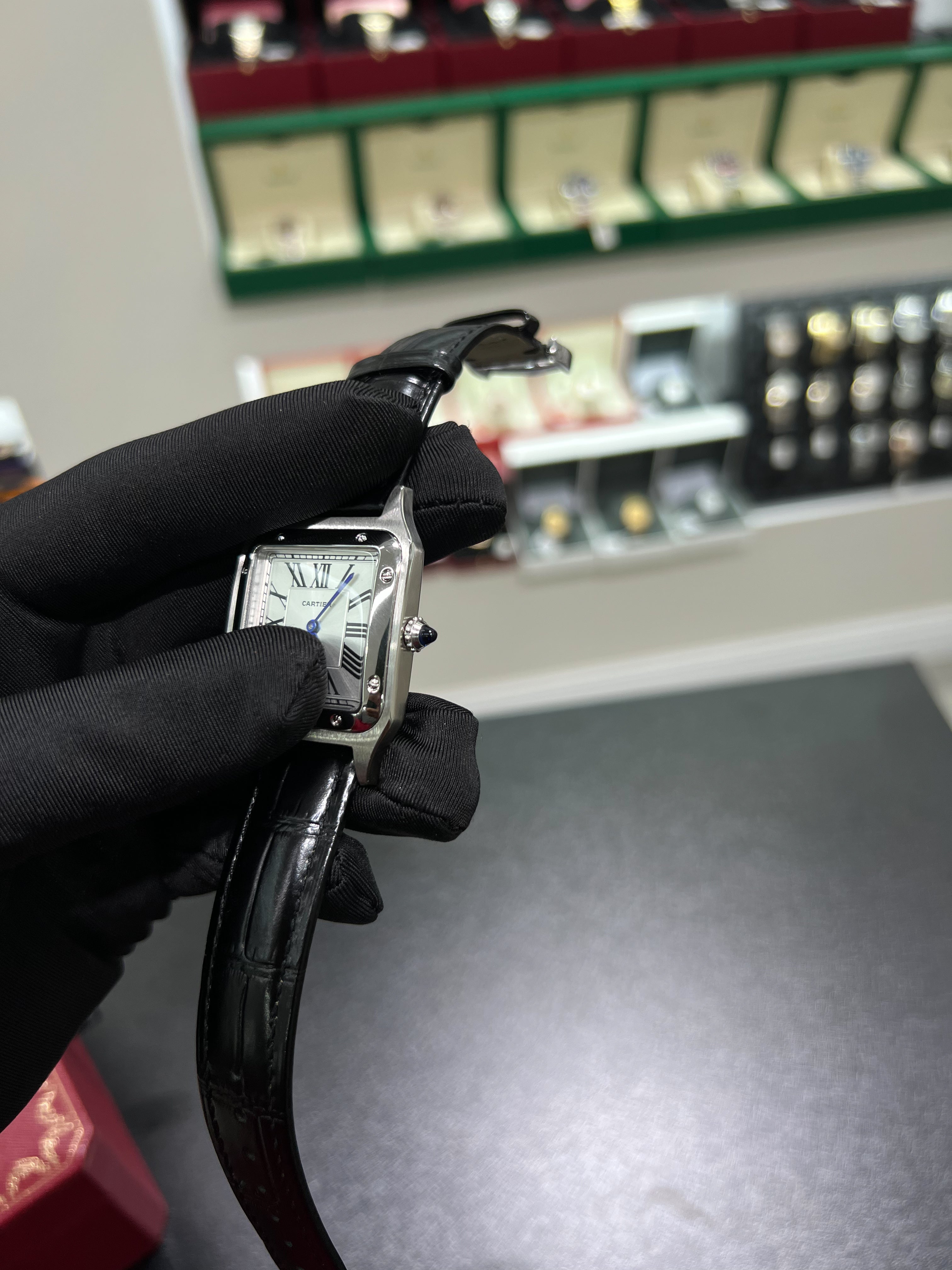 CARTIĖR SANTOS BLACK LEATHER