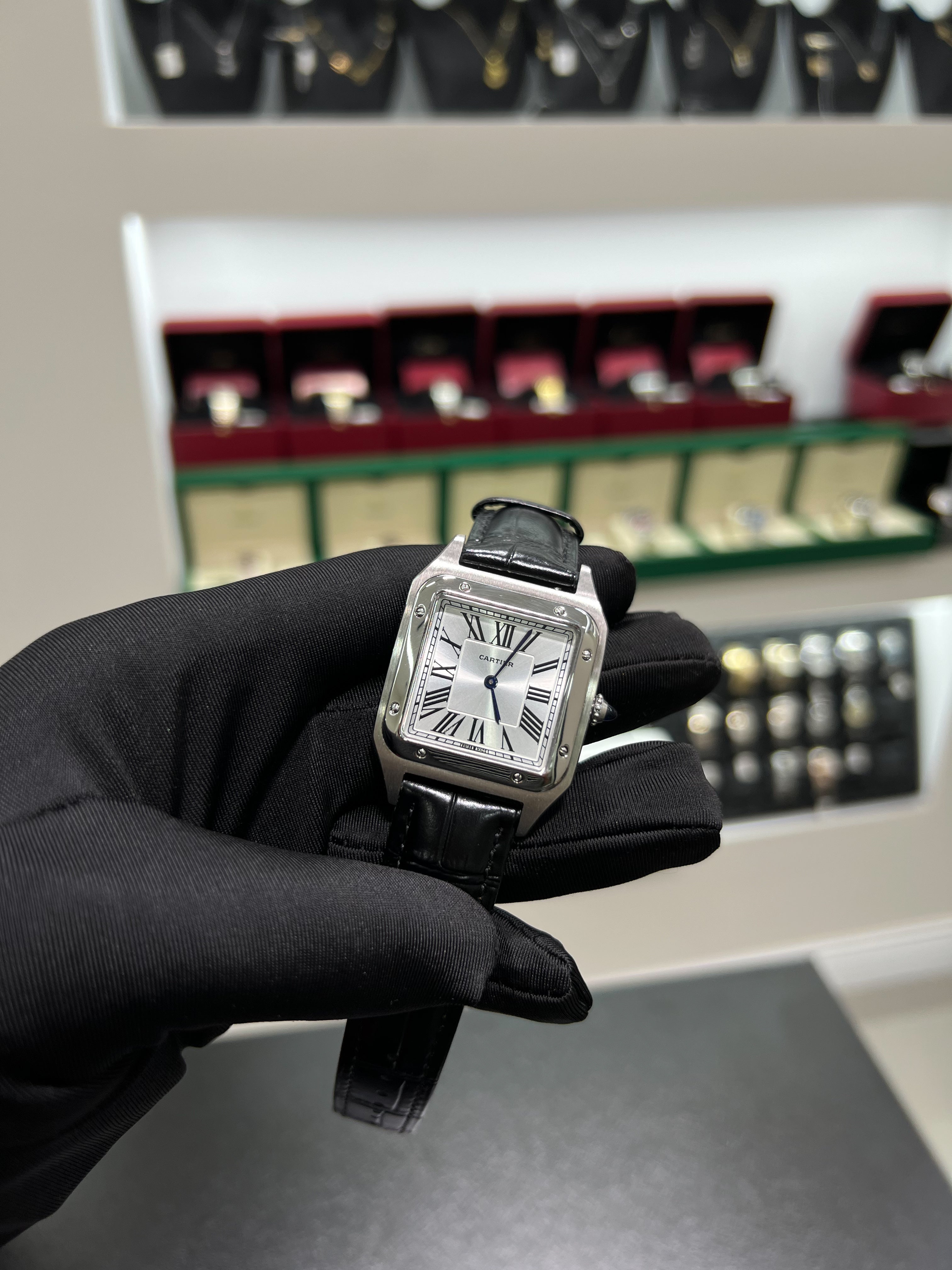 CARTIĖR SANTOS BLACK LEATHER