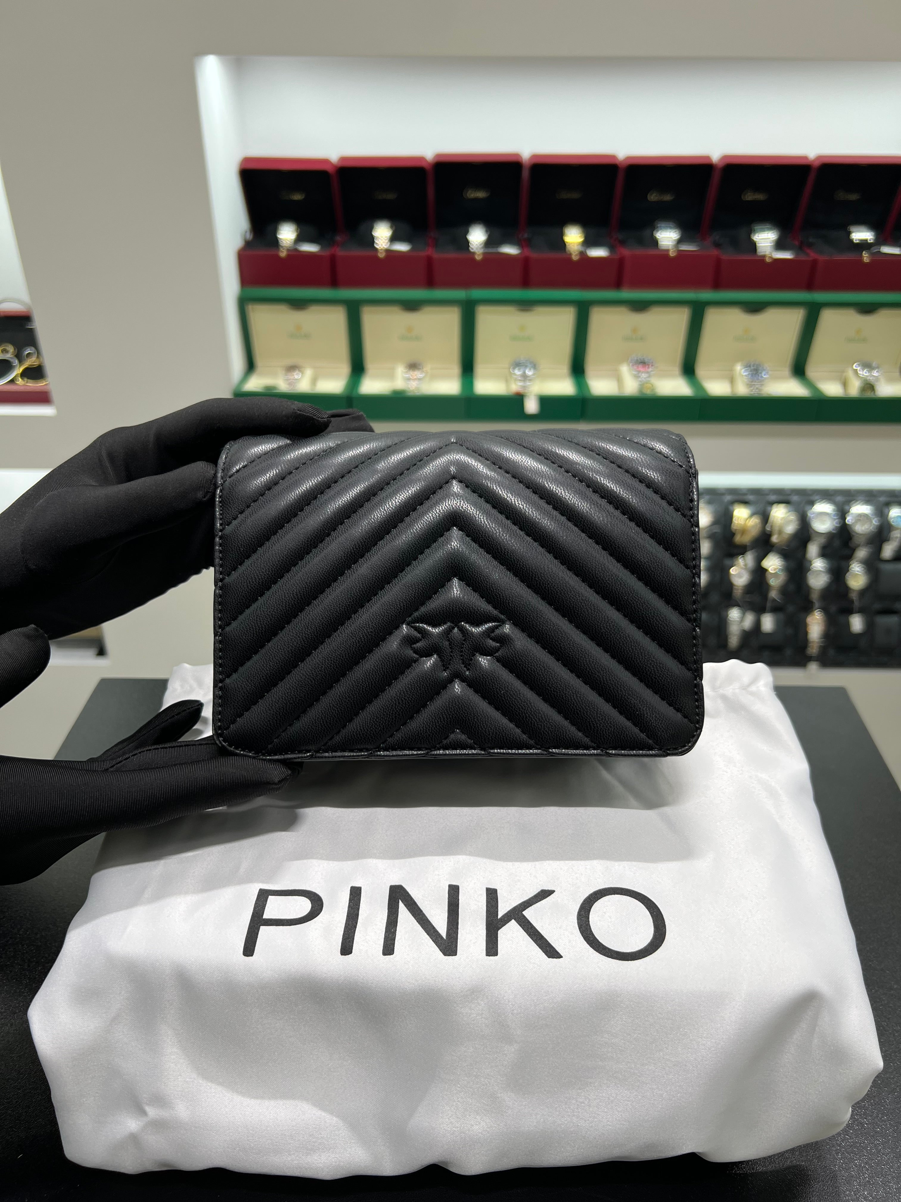 PINKŌ MINI LOVE BAG CLICK CHEVRON COLOUR BLOCK