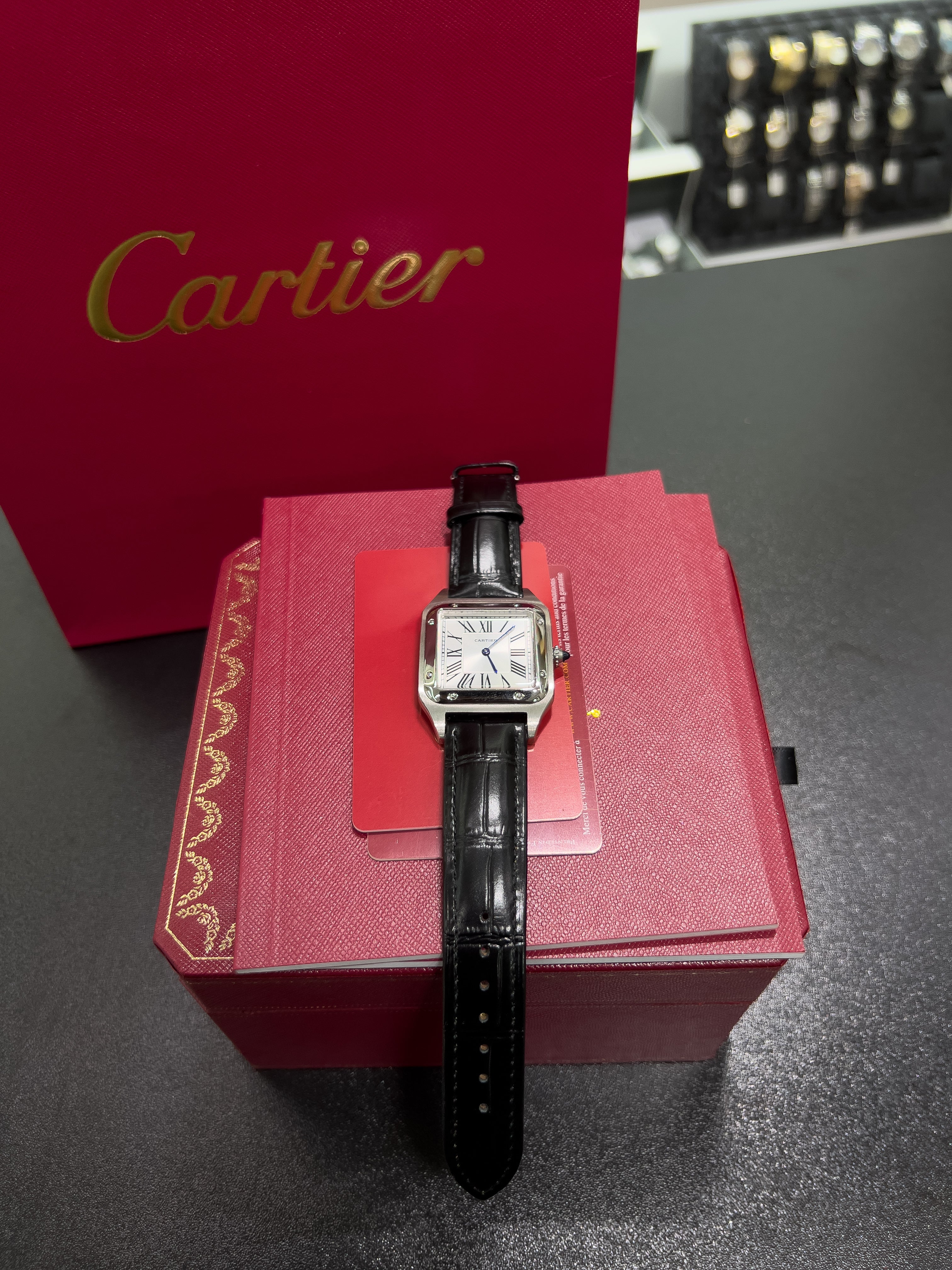 CARTIĖR SANTOS BLACK LEATHER