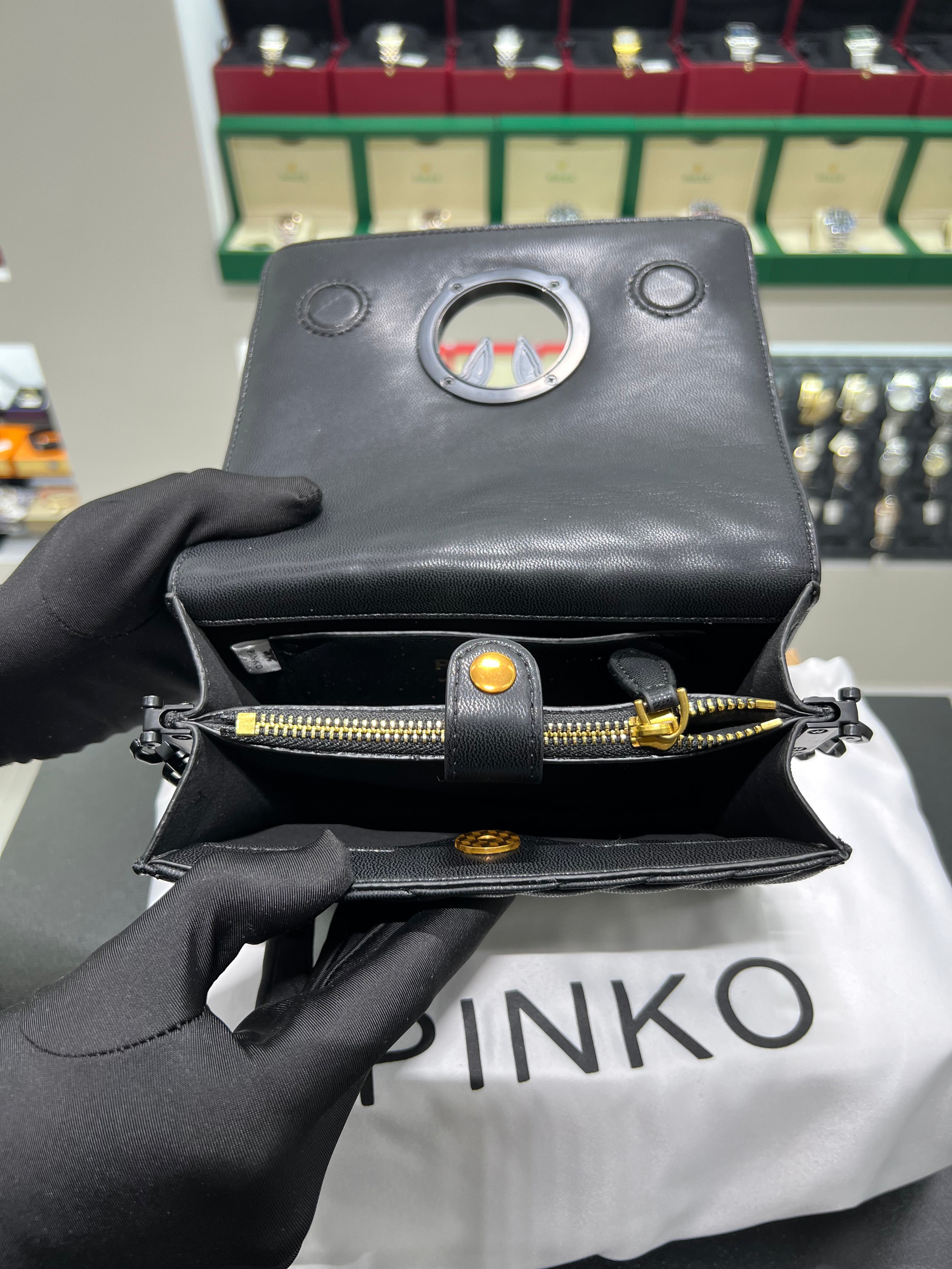 PINKŌ MINI LOVE BAG CLICK CHEVRON COLOUR BLOCK