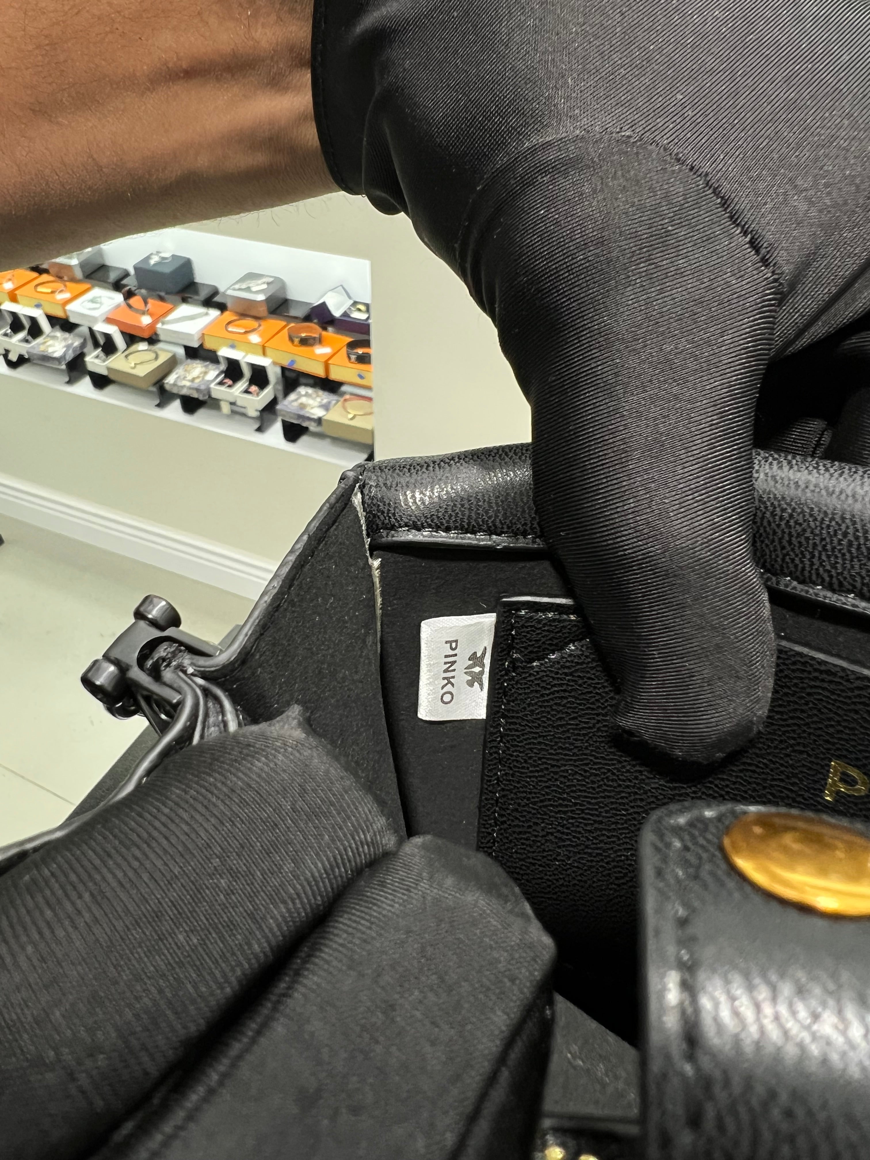 PINKŌ MINI LOVE BAG CLICK CHEVRON COLOUR BLOCK