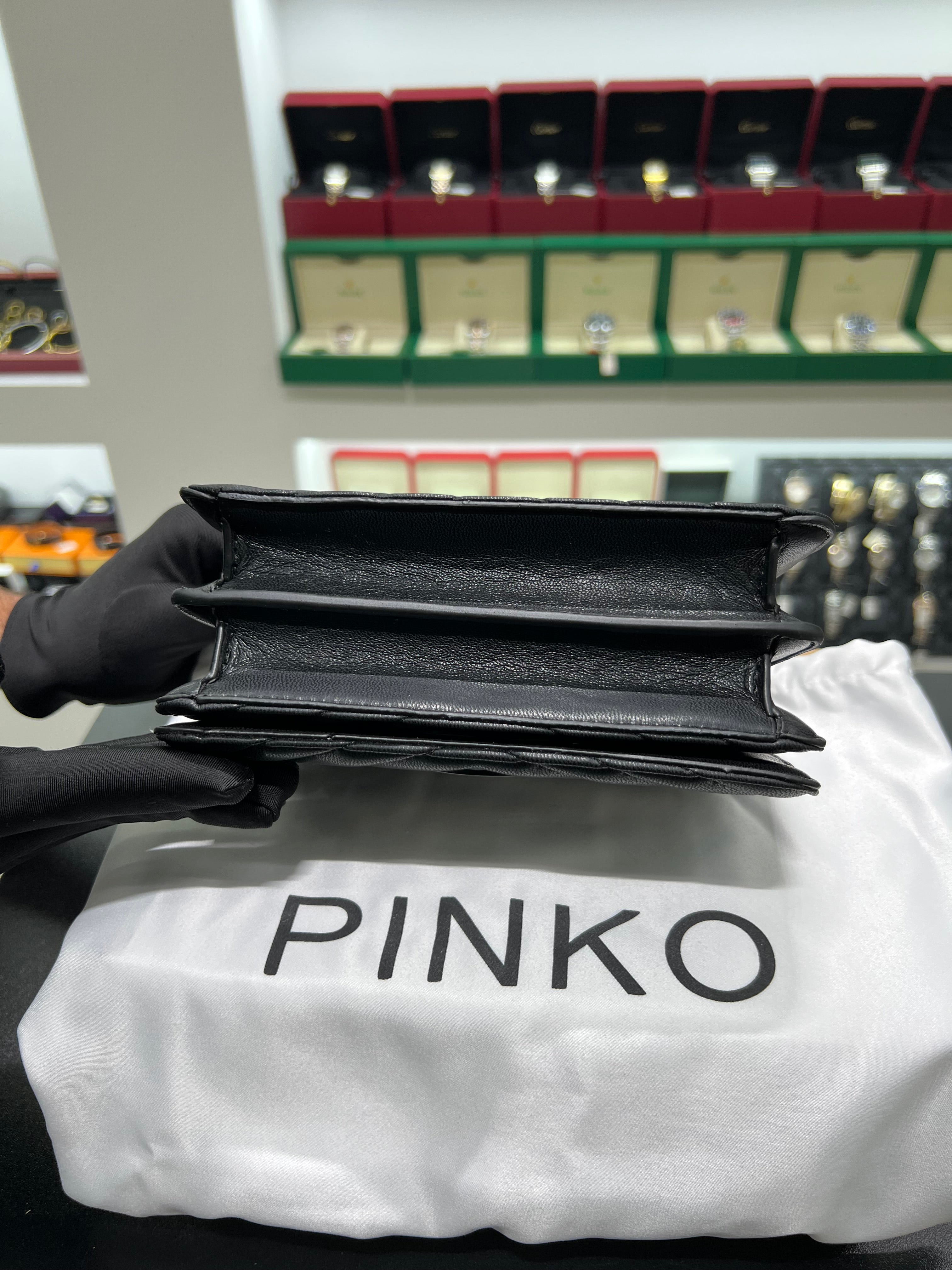 PINKŌ MINI LOVE BAG CLICK CHEVRON COLOUR BLOCK