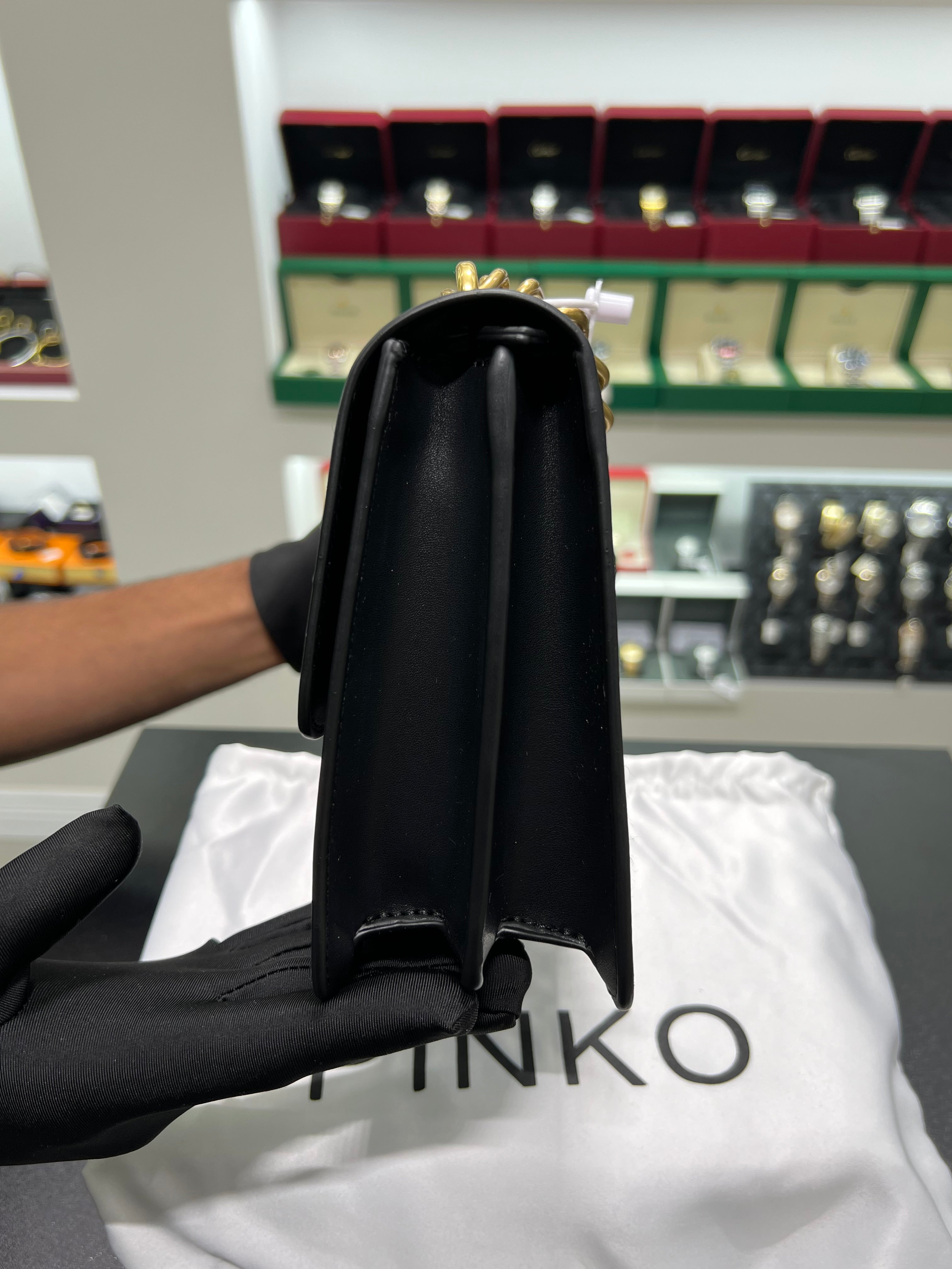 PINKŌ CLASSIC CALFSKIN SHOULDER STRAP